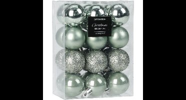 Christmas Decoration Kerstballen - 16x - groen - 5 cm - kunststof