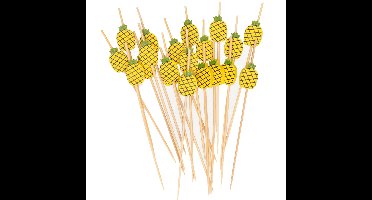 Cocktail/tapas prikkers - ananas - 20x stuks - bamboo - 12 cm