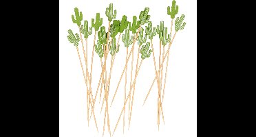 Cocktail/tapas prikkers - Mexicaanse cactus - 20x stuks - bamboo - 12 cm