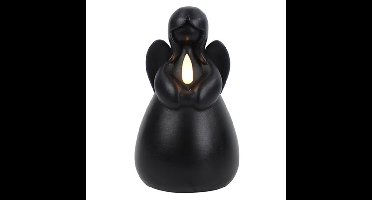 Countryfield LED kaars engel - zwart - H14,5 cm - wax kaars op batterijen - kerst thema