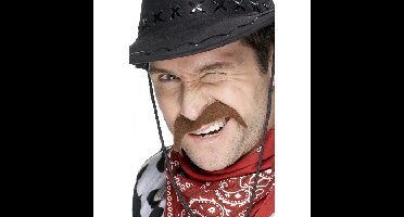 Cowboy snor - bruin - nep snor - plak snor - carnaval - wilde westen