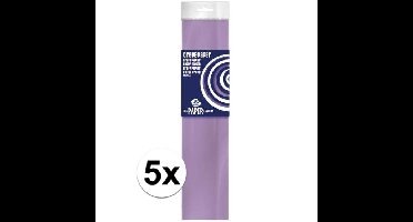 Crepe papier platte vellen - 5x - lila - 250 x 50 cm - Knutselen met papier - Knutselspullen