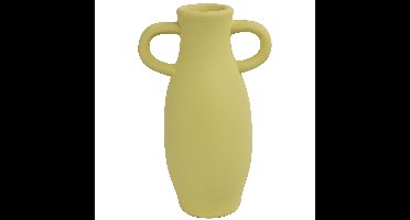 Decoratie Amphora kruik of vaas - geel terracotta - D12 x H20 cm - smalle opening