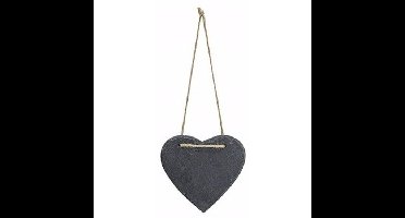 Decoratie hart - 12 x 11 cm - leisteen - hangdecoratie - hartjes vorm - mini krijtbordje