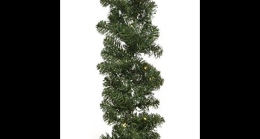 Decoris dennenslinger guirlande - groen - 270 cm-?guirlande?- met verlichting - kerstslinger