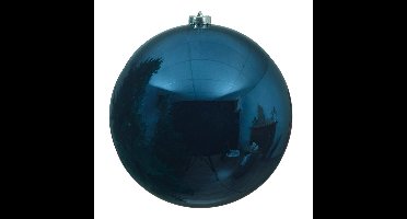 Decoris Kerstbal - donkerblauw - groot - 20 cm - kunststof - glans