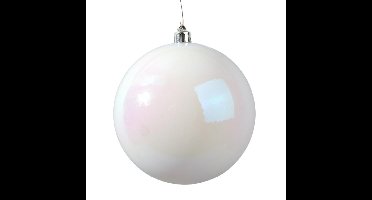 Decoris Kerstbal - wit parelmoer - groot - 20 cm - kunststof - glans