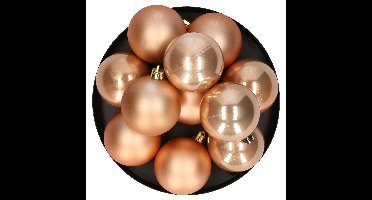 Decoris kerstballen - 12x st - toffee bruin - 6 cm - kunststof - mat/glans