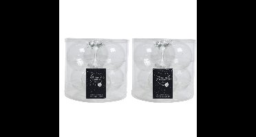 Decoris kerstballen - 12x st - transparant parelmoer - 8 cm - glas - kerstversiering
