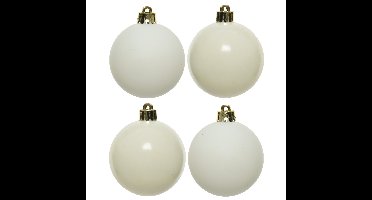 Decoris kerstballen - 12x st - wol creme wit - 6 cm - kunststof - mat/glans - kerstversiering