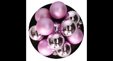 Decoris kerstballen - 12x stuks - 6 cm - lila paars - kunststof
