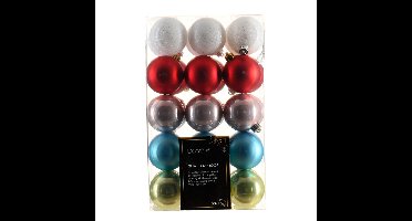 Decoris kerstballen - 30x - kunststof - gekleurd - 6 cm - kerstversiering