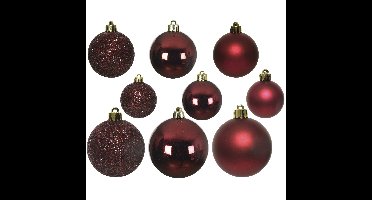Decoris kerstballen - 30x st - donkerrood - 4-5-6 cm - kunststof - kerstversiering