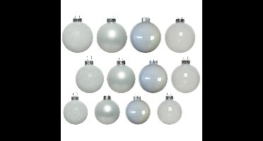 Decoris kerstballen - 42x - wit - glas - 5-6-7 cm - mat/glans/glitter - kerstversiering