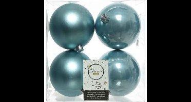 Decoris Kerstballen - 4x st - ijsblauw - D10 cm - kunststof - kerstversiering