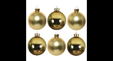 Decoris Kerstballen - 6x stuks - goud - D8 cm - glas - glans en mat - kerstversiering