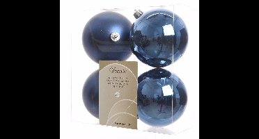 Decoris Kerstballen - 8x st - donkerblauw - 10 cm - kunststof - kerstversiering