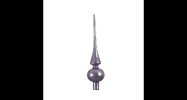 Decoris Kerstboom piek - heide lila paars - glas - glans - 26 cm - kerstpiek - kerstversiering