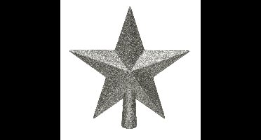 Decoris kerstboom piek - ster vorm - antraciet grijs - glitter - 19 cm - kunststof - kerstpiek