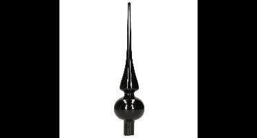Decoris Kerstboom piek - zwart - glas - glans - 26 cm - kerstpiek - kerstversiering