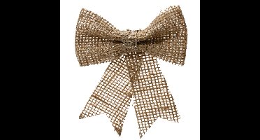 Decoris Kersthanger - strik - naturel - jute - glitters - 24 cm