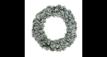 Decoris Kerstkrans - groen/wit - met nepsneeuw - 35 cm - dennenkrans
