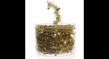 Decoris Kerstslinger-guirlande - met sterren - goud - glanzende lametta - 700 cm