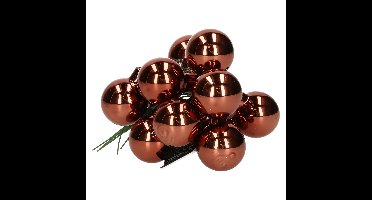 Decoris mini kerstballetjes op stekers - 10x stuks - bruin - D2 cm - glas