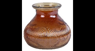 Decostar Bloemenvaas - kastanje bruin/transparant glas - 12 x 15 cm - vaas