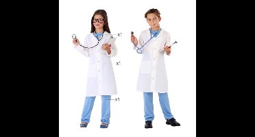 Dokter/arts verkleed kostuum - wit/blauw - voor kinderen - 3-delig
