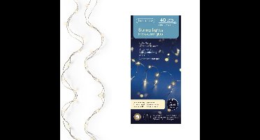 Draadverlichting lichtsnoer - zilver - 40 led lampjes - warm wit - 195 cm - zilverdraad