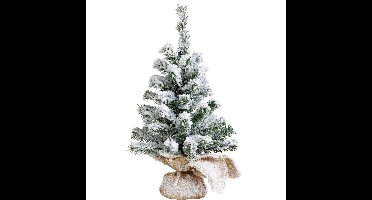 Everlands kunst kerstboom - H45 cm - met sneeuw - kunstboom - jute zak - Imperial