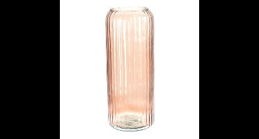 Excellent Houseware glazen vaas / bloemen vazen - roze - 15 x 37 cm