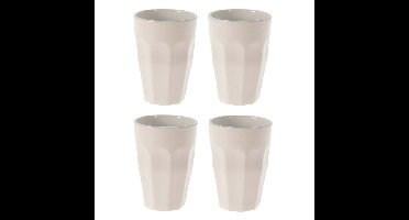 Excellent Houseware Thee/koffie mokken - 4x - wit- porselein - 330 ml