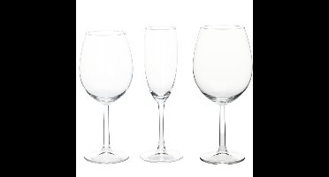 Excellent Houseware Wijnglazen set - 18-delig - glas - 3 verschillende soorten