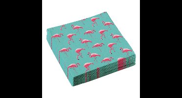 Flamingo servetten - 20x - 33 x 33 cm - feestservetten - tropische versiering