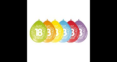Folat 18 jaar ballonnen - 8x stuks - leeftijd versiering thema - 29 cm - mix kleuren