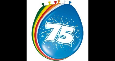 Folat 75 jaar verjaardag ballonnen - 16x stuks - versiering - feestartikelen - mix kleuren