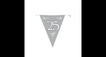 Folat Jubileum vlaggenlijnen - zilver - 6 meter - 25 jaar thema - feestartikelen