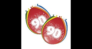 Folat leeftijd ballonnen - 90 jaar thema - 16x stuks - versiering - feestartikelen