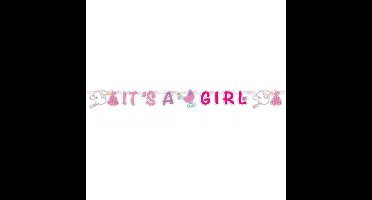 Folat Letterslinger geboorte meisje - roze - 170 cm - It's a Girl - Kraamversiering