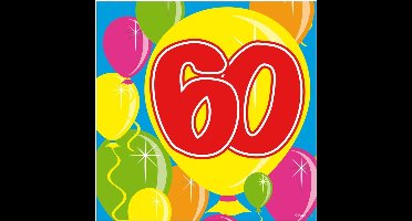 Folat Servetten 60 jaar - 40x stuks - ballonnen opdruk - 60e verjaardag - leeftijd