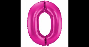 Folat Verjaardag Leeftijd folieballon - 0 jaar - roze - 86 cm - cijferballon groot