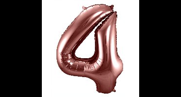 Folat Verjaardag Leeftijd folieballon - 4 jaar - rose goud - 86 cm - cijferballon groot