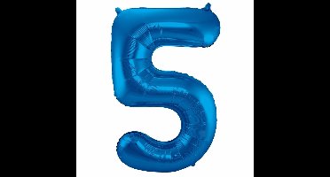 Folat Verjaardag Leeftijd folieballon - 5 jaar - blauw - 86 cm - cijferballon groot