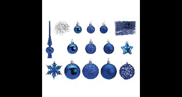 G. Wurm Kerstballen - 111 stuks - blauw - kunststof - 3-4-6 cm