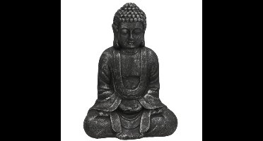 Gerimport Boeddha beeld Kesh - binnen / buiten - kunststeen - antraciet - 28 x 37 cm