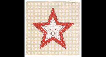 Gerimport Kerst servetten - 20x - 33 x 33 cm - ster print - papier - kerstservetten
