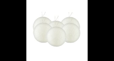 Gerimport Kerstballen - 6x - wit - kunststof - glitters - D8 cm