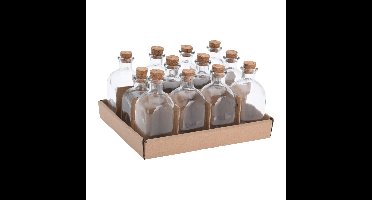 Glazen flesjes met kurk dop - 12 stuks - transparant - glas -120 ml